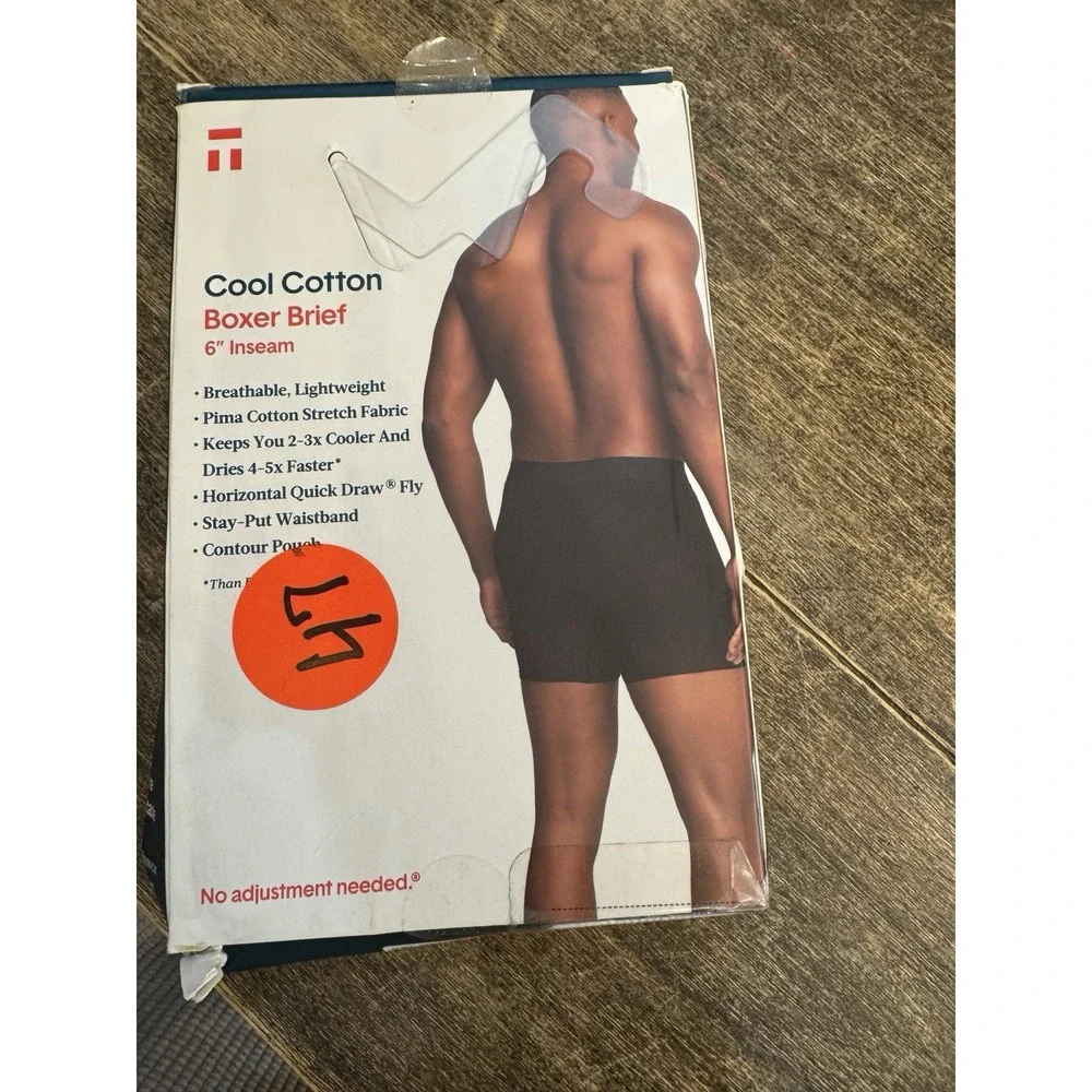 Tommy John Cool Cotton 6 Inch Boxer Briefs Navy and Black - 2‎ Pack Size Small